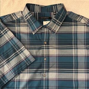 NWT Synrgy Plaid Button Down Short Sleeve Shirt Lightweight Relaxed Fit DXL